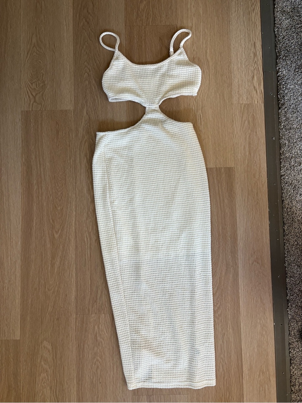 SHEIN Cream Cutout Maxi Dress with Spaghetti Straps